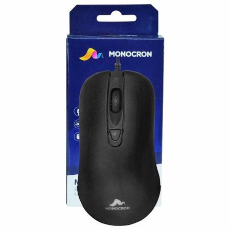 Imagem de Mouse Usb Óptico Com Fio 1000 Dpi Cabo 1.5m Monocron Mn232 Preto