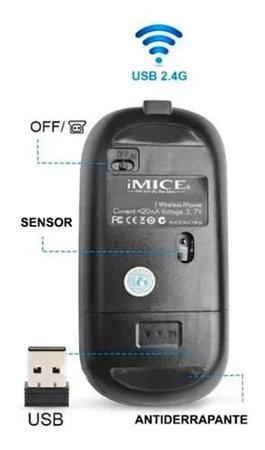 Imagem de Mouse Wireless Sem Fio Recarregavel Silencioso 1600 Dpi