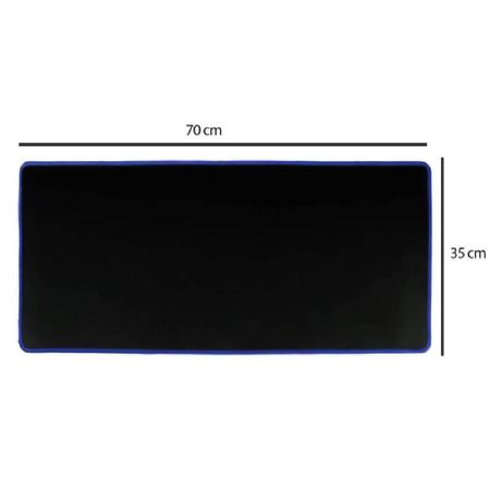 Imagem de Mousepad Gamer Extra Grande Mouse Teclado 70x35 Cm Speed Reforçado Borda Azul