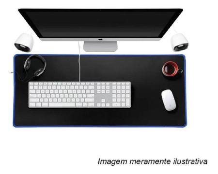 Imagem de Mousepad Gamer Extra Grande Mouse Teclado 70x35 Cm Speed Reforçado Borda Azul