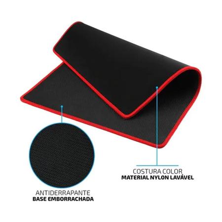 Imagem de Mousepad Gamer Premium MBtech Mouse 27x22 Cm Speed Super Reforçado Para Jogos Fps Edição Borda Vermelho