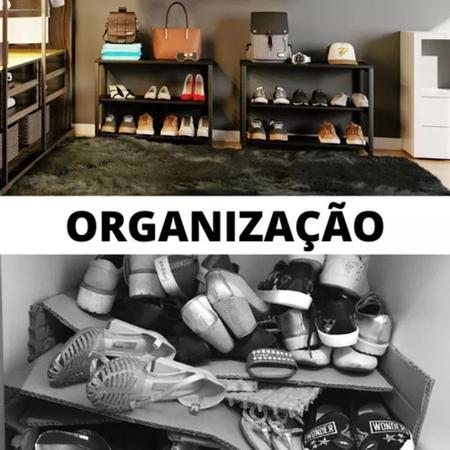 Imagem de Móvel para Sapatos com Suporte para Calçados e Celular em Estilo Industrial em MDF Preto