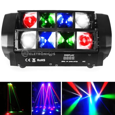 Imagem de Moving Spider Beam 8 Leds Rgbw Strobo Jogo De Luz Festa Alta Durabilidade JL808