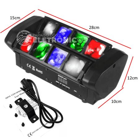 Imagem de Moving Spider Beam 8 Leds Rgbw Strobo Jogo De Luz Festa Alta Durabilidade JL808