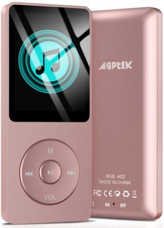 Imagem de MP3 Player com 8GB, 70 Horas de reprodução e suporte até 128GB, cor Rose Gold
