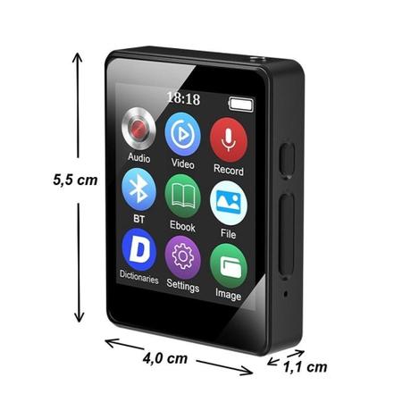 Imagem de MP4/MP3 Player Fino Slim acompanha fone bluetooth, cartão de memória 32GB, pochete fitness