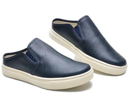 Mule Couro Casual Slip On Babuche Masculino Solado Flat Confortável Prático Versátil - Super Shoes Imagem de Mule Couro Casual Slip On Babuche Masculino Solado Flat Confortável Prático Versátil