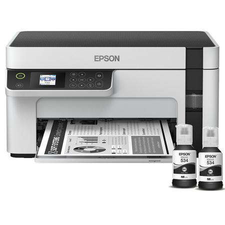 Imagem de Multifuncional Epson EcoTank M2120 Mono Direct USB Wi-Fi Bivolt Branca - C11CJ18302