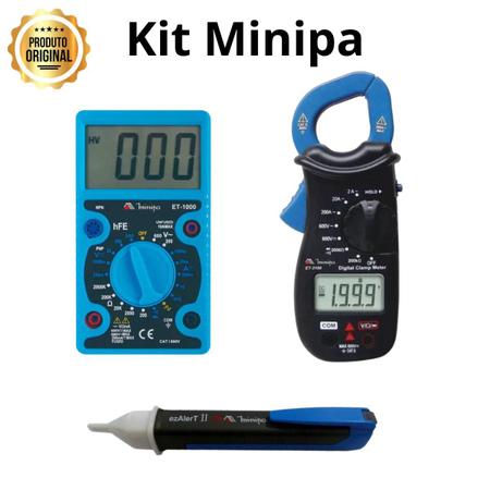Imagem de Multimetro Digital + Caneta + Alicate Amperimetro Minipa Kit