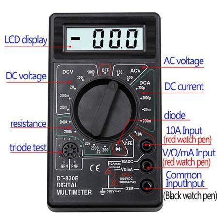 Imagem de Multímetro Digital Dt-830b Portátil Profissional + Bateria