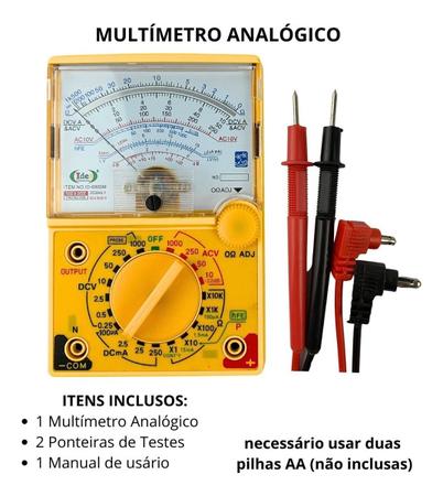 Imagem de Multímetro Display Analogico Medidor Dial Profissional