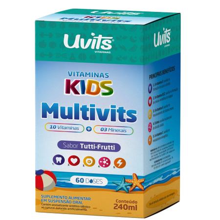 Multivitamínico Kids 240ml Sabor Tutti Frutti - Uvits Imagem de Multivitamínico Kids 240ml Sabor Tutti Frutti - Uvits