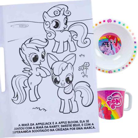 My Little Pony Caneca + Tigela + Livro para Colorir com 100