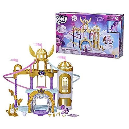 Imagem de My Little Pony: Um filme da nova geração tirolesa real de corrida - brinquedo de playset de castelo de 22 polegadas com 2 tirolesas em movimento, Princesa Pipp Petals Figure