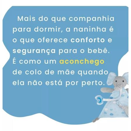 Imagem de Naninha Com Prendedor De Chupeta Elefante Azul Soninho 14560 - Buba