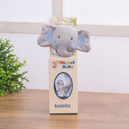 Imagem de Naninha Paninho De Boca Para Bebê Com Prendedor De Chupeta E Bichinho Elefante Azul