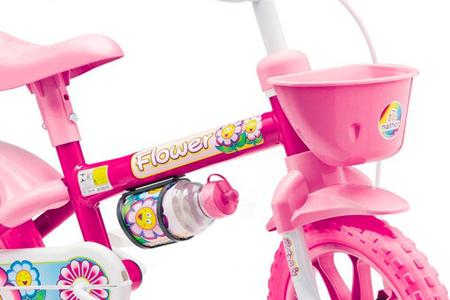 Imagem de Natfor Flower Arro 12 Bicicleta Infantil Feminina Rosa Menina com Rodinhas