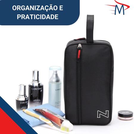 Imagem de Nécessaire Nylon Preta Premium Com Carteira Estampa Letras