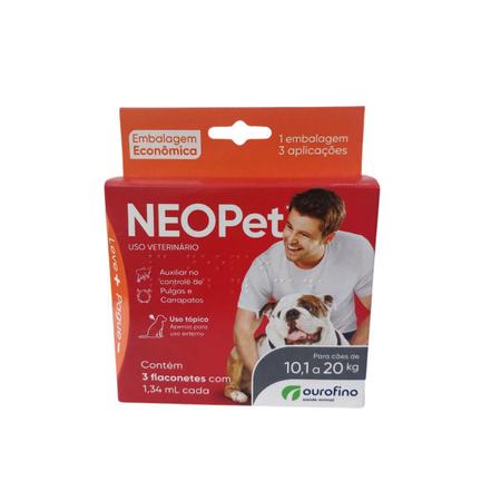 Imagem de Neopet Antipulgas e Carrapatos cães de 10 a 20kg - Kit 3 pipetas 1,34ml Ourofino