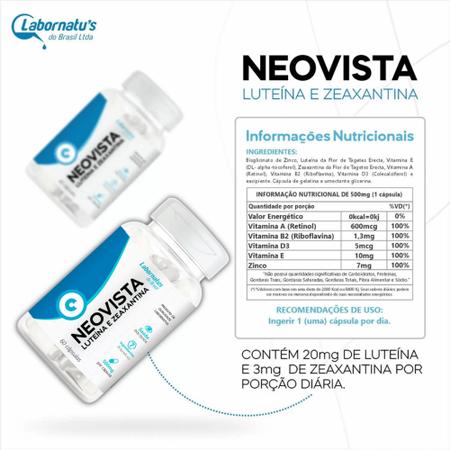 Imagem de Neovista 60 cáps - 500mg Labornatus - Luteína / Zeaxantina Suplemento Alimentar para os Olhos