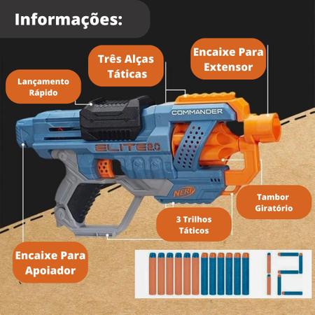 Arminha Brinquedo Nerf Elite 2.0 Commarder E9486 Hasbro - Lançadores de  Dardos - Magazine Luiza