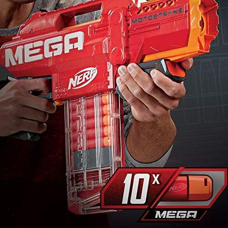 Imagem de NERF Mega Motostryke Motorizado 10-Dart Blaster - Inclui 10 Mega Dardos Oficiais e Clipe de 10 Dardos - para Crianças, Adolescentes, Adultos