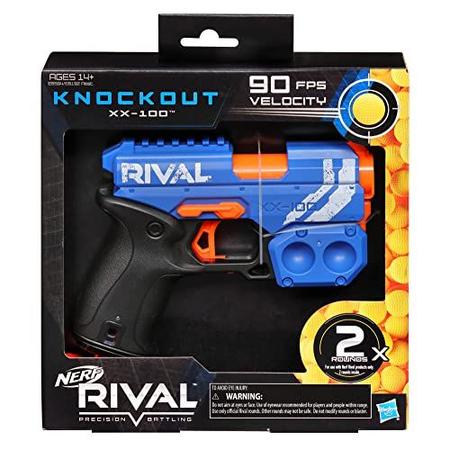 Imagem de NERF Rival Knockout XX-100 Blaster - Armazenamento redondo, velocidade de 90 FPS, carga de culatra - inclui 2 rodadas oficiais rivais - Team Blue