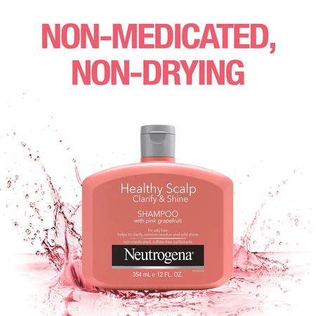 Imagem de Neutrogena Esfoliante Couro cabeludo saudável Esclarecer & Shine Shampoo para Cabelo oleoso e couro cabeludo, shampoo anti-resíduo com toranja rosa, pH-Balanced, Sem Parabeno & Ftalato, Seguro de Cores, 12oz