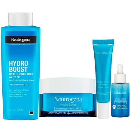 Imagem de Neutrogena Hydro Boost Kit  Hidratante Facial + Gel Creme para Olhos + Hidratante Corporal + Sérum