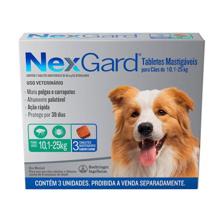 Imagem de Nexgard Antipulgas E Carrapatos Cães 10,1 A 25kg C/3 Comprimidos