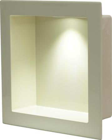 Imagem de Nicho De Embutir de Mármore Sintético 30x30cm Bege Com LED.