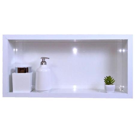 Imagem de Nicho de Porcelanato Banheiro Borda Alumínio Polido Moderno