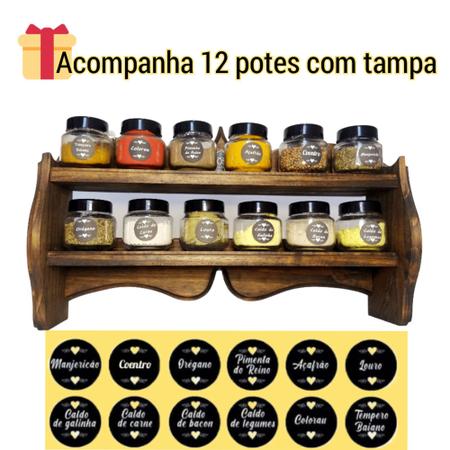 Imagem de Nicho e Organizadores de Temperos com 12 recipiente com Tampa