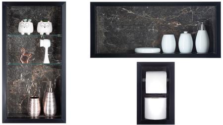 Imagem de Nicho Em Porcelanato Para Banheiro - Kit com 3 peças (Preto)