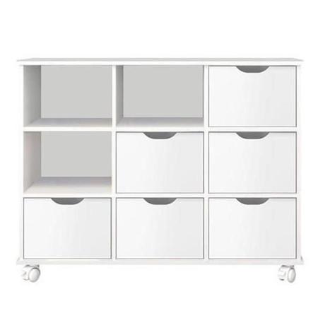 Imagem de Nicho Organizador com 6 gavetas Branco com rodízios - Qmovi