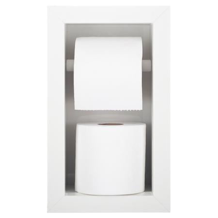 Imagem de Nicho Para Banheiro Em Porcelanato E Porta Papel Higiênico Duplo - Kit com 2 Peças (Branco)