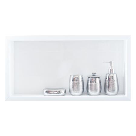 Imagem de Nicho Para Banheiro Em Porcelanato Polido Porta Shampoo Sabonete Organizador (Branco 60)