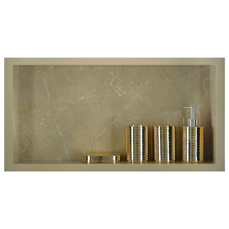 Imagem de Nicho Para Banheiro Em Porcelanato Polido Porta Shampoo Sabonete Organizador (Breccia)