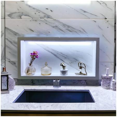 Imagem de Nicho Para Banheiro Porcelanato Polido  60x30x10 Cm Com Luz Led