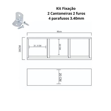 Imagem de Nicho Triplo 80x30x20 Preto Em Mdf