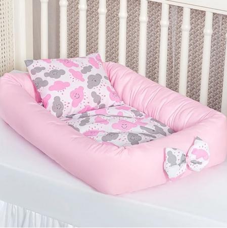 Imagem de Ninho Para Bebês Nuvem Rosa 4 Peças Com Travesseiro Macio