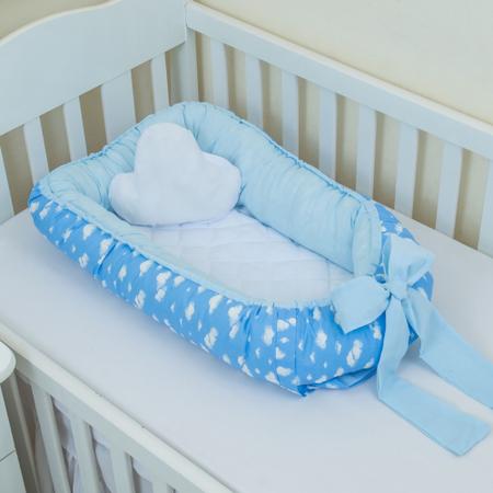 Ninho do Bebê 2 Peças com Mosquiteiro Nuvem Azul Bublim - lojababyjoy