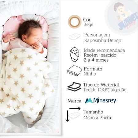 Imagem de Ninho Redutor Para Berço De Bebê Menina Menino Neu Dengo Tecido 100% Algodão Minasrey Bege