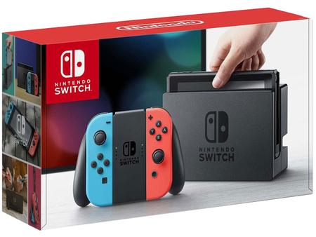 Console Nintendo Switch com 1 Controle Joy-Con vermelho e Azul +