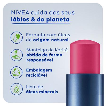 Imagem de NIVEA Hidratante Labial Hidra Color 2 em 1 Rosa Pink 4,8g