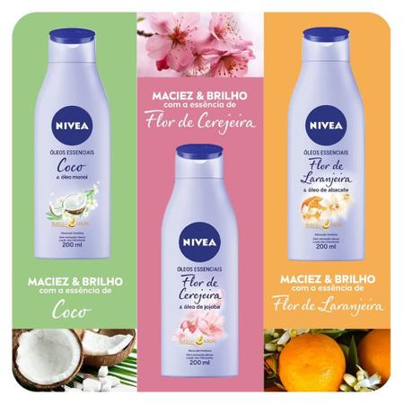 Imagem de NIVEA Óleos Essenciais Flor de Laranjeira e Óleo de Abacate Maciez e Brilho 200ml - 3 unidades