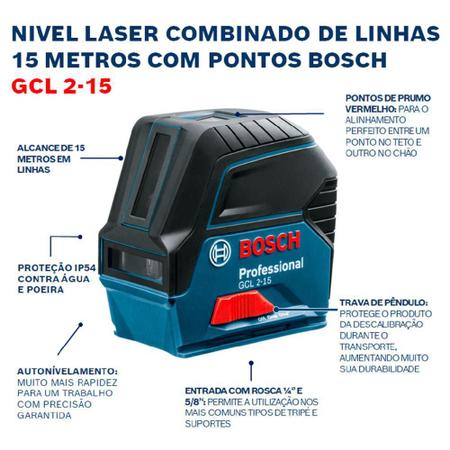 Imagem de Nivel A Laser Bosch Gcl215 15M + Tripé E Acessórios