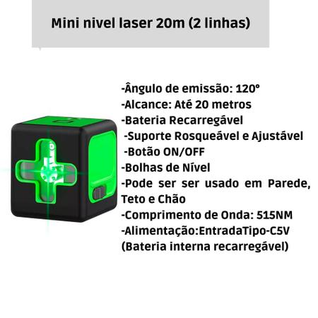 Imagem de Nível  Laser Auto Nivelamento Alcance 20mt 2 Linhas Verde