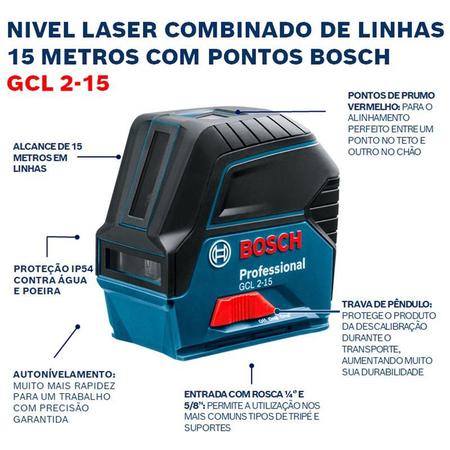 Imagem de Nivel laser combinado 15 metros gcl2-15 em maleta - bosch