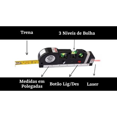 Imagem de Nivel Laser Fita Métrica Nivelador de Pisos 3 Bolhas Obras Construções Apartamento Pedreiro Reforma